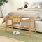 39.5" Wicker Dining Bench Natural Wood Frame with Comfortable Breathable Woven Seat